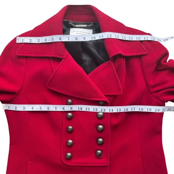 WINDSMOOR RED WOOL CASHMERE BLEND DOUBLE BREASTED COAT WOMENS SIZE 12 - Picture 6 of 13